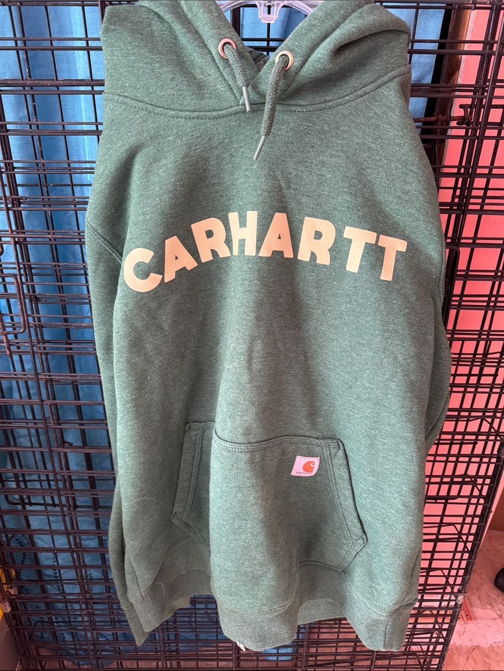 Carhartt Women’s Green Crewneck Hoodie with Cream Logo